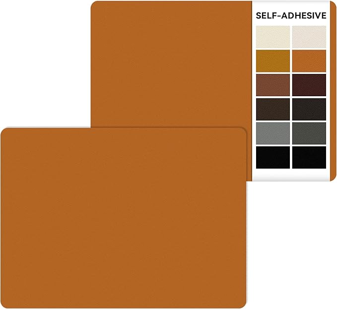 IANZE 2Pcs Leather Repair Patch, Self Adhesive Leather Repair Patch for Car Seats, Couches, Furniture, Sofa, Handbags, Office Chair (Light Tan)