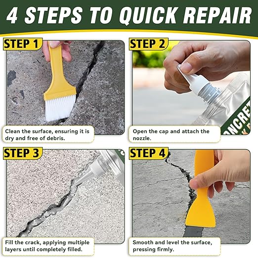 Concrete Crack Filler, Cement Crack Filler, Self Leveling Crack Sealant, Waterproof, High Elasticity Caulking Glue for Driveway, Sidewalk, Patio, Outdoor Concrete Joint Repair