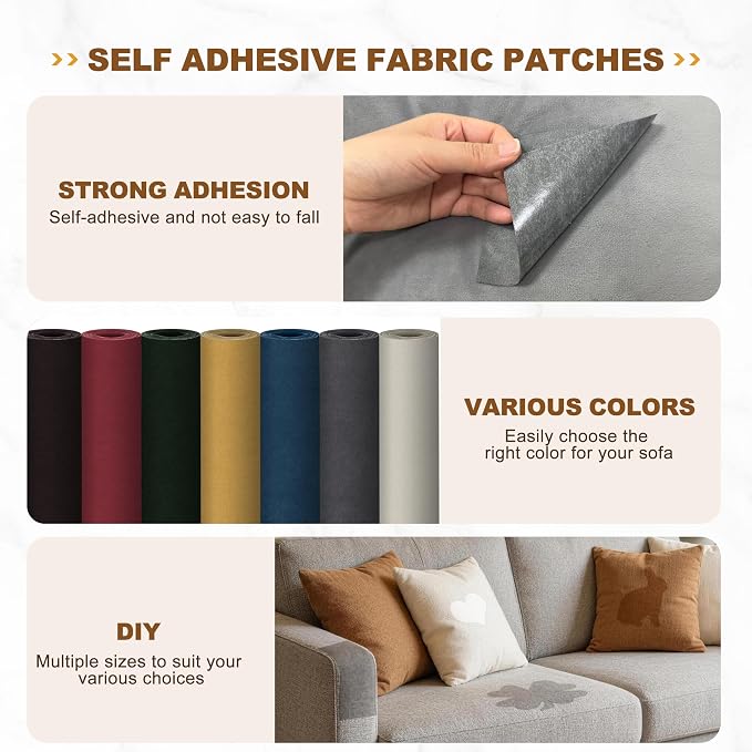 Velvet Repair Patch, Self-Adhesive Flannel Fabric Patch, Multi Colors, Microfiber Patch，Can be Used to Patch Sofas, Car Seats, Handbags, Jacket Holes and Tears (Dark Blue)