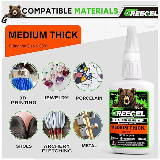 1 Oz Medium Thick Liquid Clear Super Glue + 3g Gel Glue, Cyanoacrylate Adhesive for Woodworking, Ceramic, Rubber, Metal, Glass, Model Making, 3D Printing, Crafts & Repairs