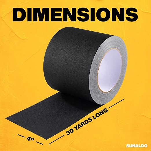 Gaffers Tape Heavy Duty, Easy to Rip, Residue-Free Professional Grade Floor Tape for Electrical Cords, Matte Finish Non Reflective, Weather Resistant (1, Black, 4" x 30 Yards)