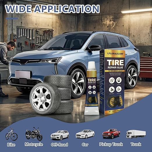 Professional Tire Repair Glue,Tire Glue sidewall,Tire Repair Rubber Nail kit,Tire Plug Glue Rubber Cement,car tire Patch Repair kit,Tire sidewall Repair Suitable for car, Motorcycle, Jeep, Tractor
