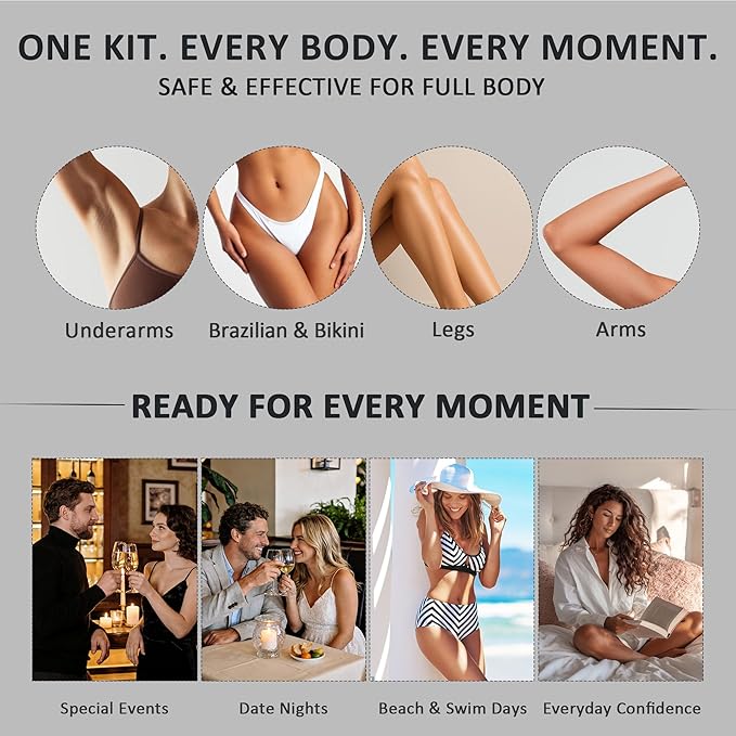 Maxpearl Hair Removal Waxing kit for Men, Nose & Ear Wax Kit with Silicone Pot - Hair Removal for Unwanted Coarse Male Body Hair - Mustache, Eyebrows, Underarms, Back, Chest, Legs and More