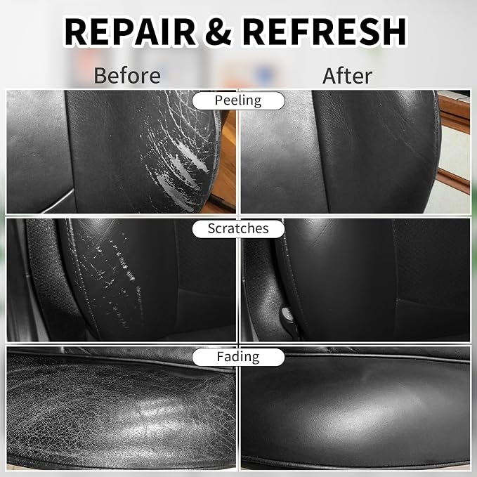 Leather Recoloring Balm, 12oz Large Size Leather Dye, Color Restorer, Scratch Repair, Furniture & Couch Restorer Kit, Repair Kit for Furniture(Black)