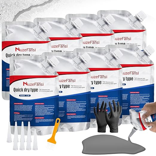 Cement Crack Sealant, Concrete Crack Filler, Flexible & Weather-Resistant Caulking Glue, Waterproof Concrete Repair for Driveways, Sidewalks, Walls, and Foundations (8 Pack)