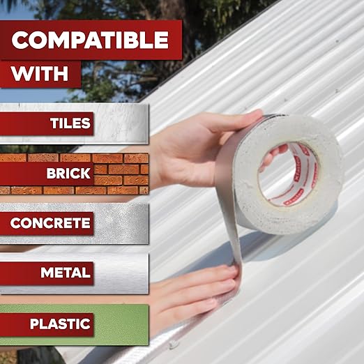 XFasten Super Waterproof Aluminum Butyl Tape, 2-Inch x 33-Foot, Aluminum Foil Tape with Butyl Rubber Adhesive for Window and Metal Roof Flashing, Patching and Gutter Leak Repair