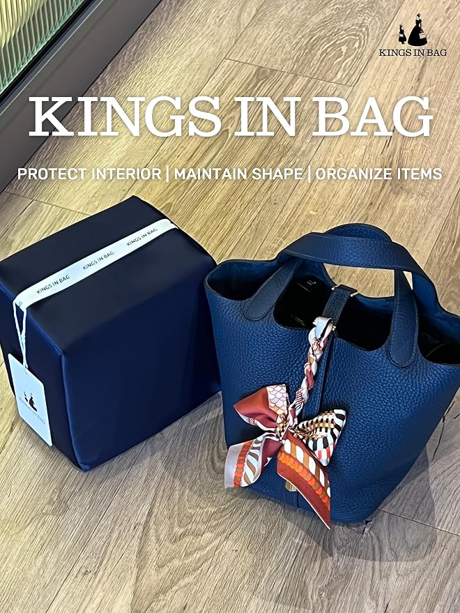 Purse Pillow Insert to Keep Shape - Lightweight Memory Foam Insert with Satin Cover for Home Storage & Travel, Multicolor Options, Fits for Picotin 22(Blue nuit, PC22)
