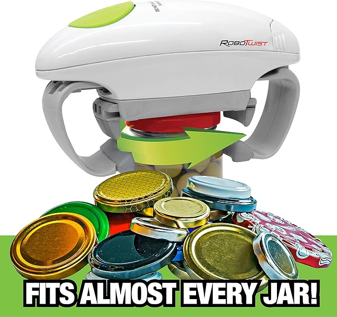 Robotwist Automatic Jar Opener,Deluxe Model with Improved Torque,Robo Twist Kitchen Gadgets for Home,Electric Handsfree Easy Jar Opener – Works on All-Jar Sizes,As Seen on TV,(Pack of 6)