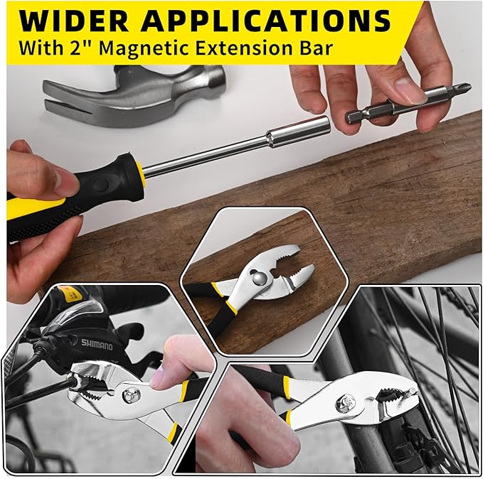 58-Piece Yellow Tool Kit | Basic Home Repair & General Household Hand Kit | Small Tool Set with Plastic Storage Toolbox for Home, Office, College & DIY Repairs