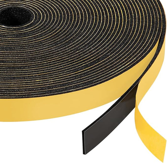 Yotache Thin Foam Tape Weather Stripping (.50) 1/2 Inch Wide x 1/16 Inch Thick (New Adhesive Craft), Seal Gasket for Speaker, Door Insulation, Soundproofing, Rattle, 33 Ft Length
