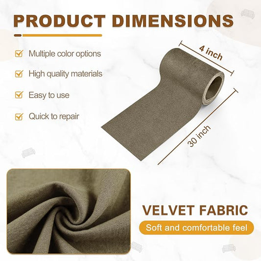 Velvet Repair Patch, Self-Adhesive Flannel Fabric Patch, Multi Colors, Microfiber Patch，Can be Used to Patch Sofas, Car Seats, Handbags, Jacket Holes and Tears (Khaki Grey)