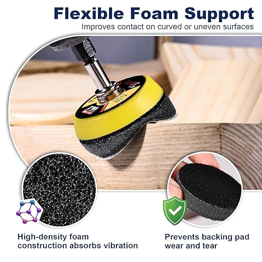 199 Pieces 2 Inch Sanding Disc, GOH DODD Hook and Loop Sanding Pads 60 to 10000 Grit Drill Sanding Attachment Wet Dry Sandpaper with 1/4” 1/8" Shank, Backing Pad, Polishing Pads and Interface Pad