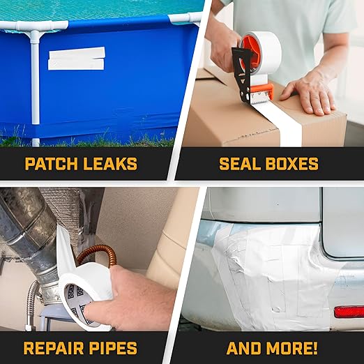 Lockport Duct Tape Heavy Duty Waterproof,20 Yards x 2 Inch,Strong Adhesive Roll for Indoor & Outdoor Repair,No Residue,Tear by Hand - Duct Tape Bulk Value (White, 1-Pack)