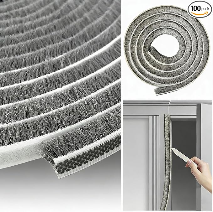 Door Gap Sliding Window High Viscosity Sealing Strip (0.4"x0.4"x32.8FT), Shock Absorbing Buffer Sound and Noise Reduction, Weatherproof Sealing Strip (Grey)