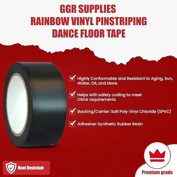 GGR Supplies T.R.U. CVT-536 Purple Vinyl Pinstriping Dance Floor Tape: 3/4 in. Wide x 36 yds. Several Colors