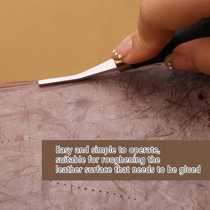 DIUDUS Pro Detail Rougher, Leather Roughing Tool, Leather Edge Rougher Roughing Leather Craft Surface Tool with Ergonomic Handle Leather Working Leathercraft Tools for Edge Polishing(3mm)
