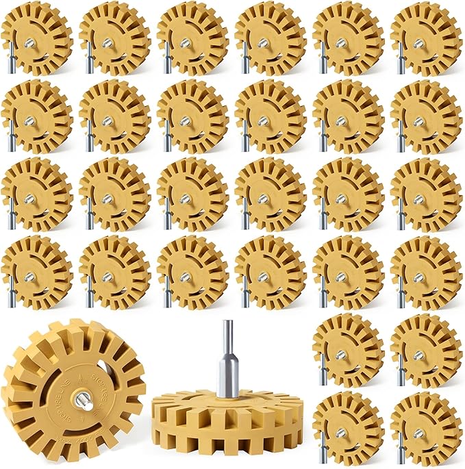 CowboyBOB 30 Pack Decal Remover Eraser Wheel Rubber Eraser Wheel for Drill Removes Car Stripes Vinyl Tapes and Graphics Rubber Eraser Wheel Tool Kit for Cars, RV, Motorcycles Sticker Remover Tool