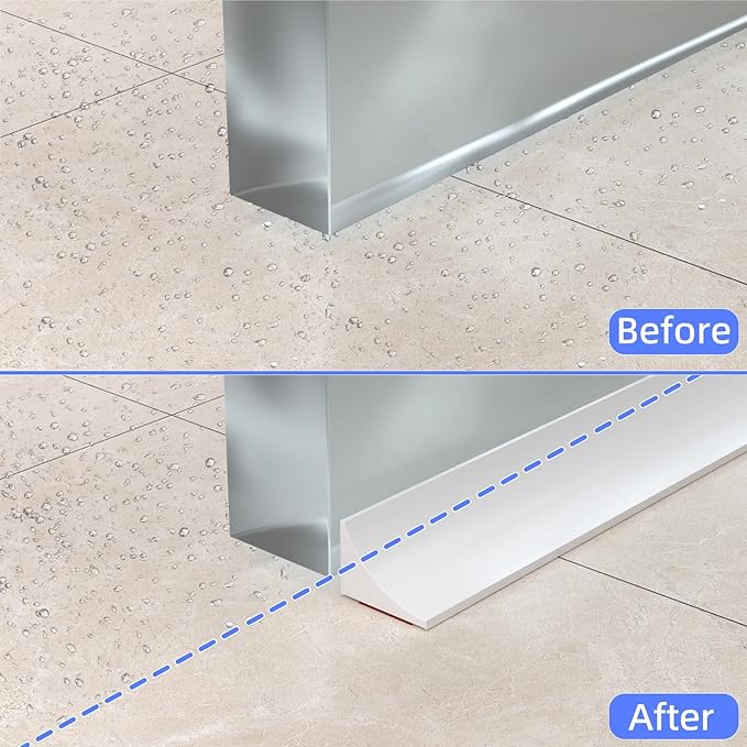 78 Inch Shower Threshold Water Dam Barrier,Shower Dam Water Stopper for Frameless Shower Door Bottom,Silicone Splash Guard for Kitchen Bathroom Sink Counter,for Wet and Dry Separation,White