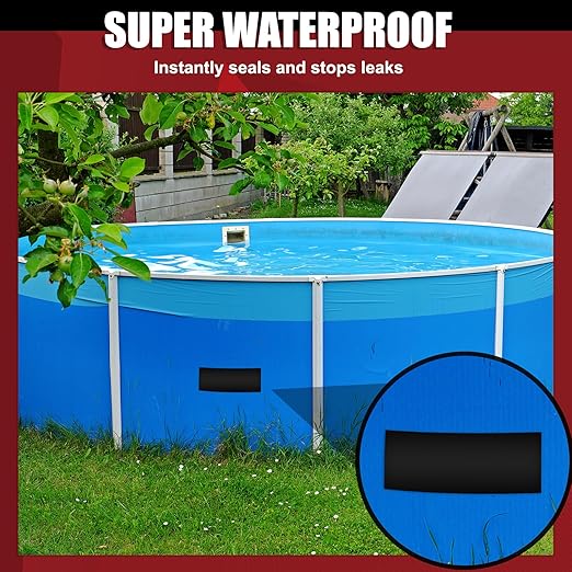 Waterproof Tape Black 4 Inch x 10 FT - Heavy Duty Rubberized Seal Repair for Active Leaks - Fix Roofs, Underwater Pool Liners & Pipes - All-Weather Emergency Patch Tool for Homeowners & Campers