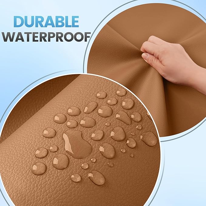 Leather Repair Patch Tape Kit, 4" x 63" Self Adhesive Leather Repair Patch for Furniture, Vinyl Leather Repair Kit for Car Seat, Chairs, Couch, Sofa, Boat Light Brown