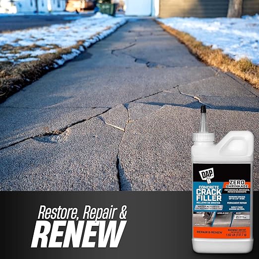 Fast Drying DAP - Concrete Crack Filler - 1.62 LBs - Permanently Fill Concrete, Stone, and Masonry Surfaces – Available with Omni Depot Chemical-Resistant Gloves