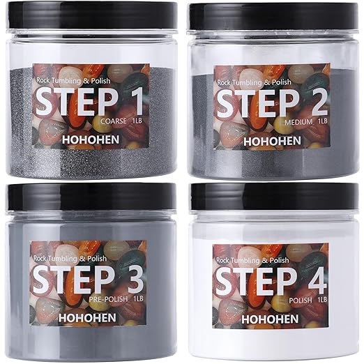 4 Pounds Rock Tumbler Grit Kit Abrasive Media Rocks Tumbling Grit and Polish Refill Stone Polishing Silicon Carbide & Aluminum Oxide Fit for Any Rock Polisher