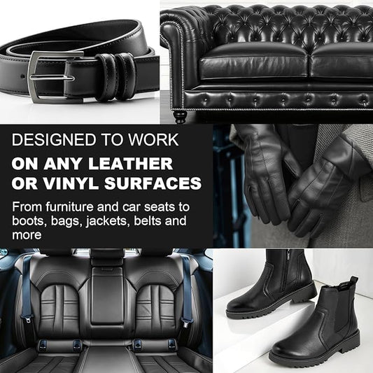 STARTSO WORLD 200Ml Leather Recoloring Balm with 100ML Leather Conditioner, Black Leather Repair Kit for Furniture, Leather Dye, Leather Scratch Repair, Leather Couch Paint