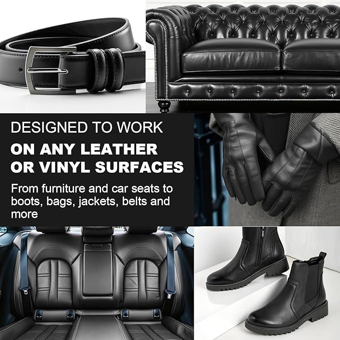 STARTSO WORLD Leather Recoloring Balm, Black Leather Repair Kit for Furniture, Leather Dye, Leather Color Restorer for Couches, Leather Couch Paint | Repair, Restore Faded & Scratched Leather