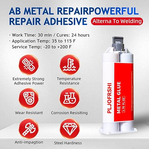PLJOFRSHI Metal Repair Glue, 2 Part Heavy Duty Epoxy Liquid Metal Welding, High Temp Resistant Waterproof Repair Putty for Metal, Plastic, Wood, Ceramic. Fix Leaks & Cracks for Auto(3Pcs)