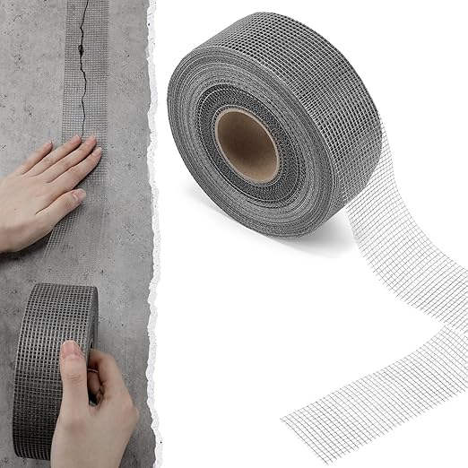 250 ft x 2 Inch Cement Board Joint Tape Self Adhesive Durable Gray Fiberglass Mesh Drywall Mesh Repair Tape for Cement Board Joints Repairing, Sealing and Strengthening