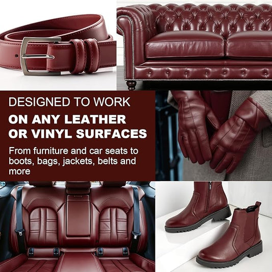 STARTSO WORLD 200Ml Leather Recoloring Balm with 100ML Leather Conditioner, Maroon Leather Repair Kit for Furniture, Leather Dye, Leather Scratch Repair, Leather Couch Paint