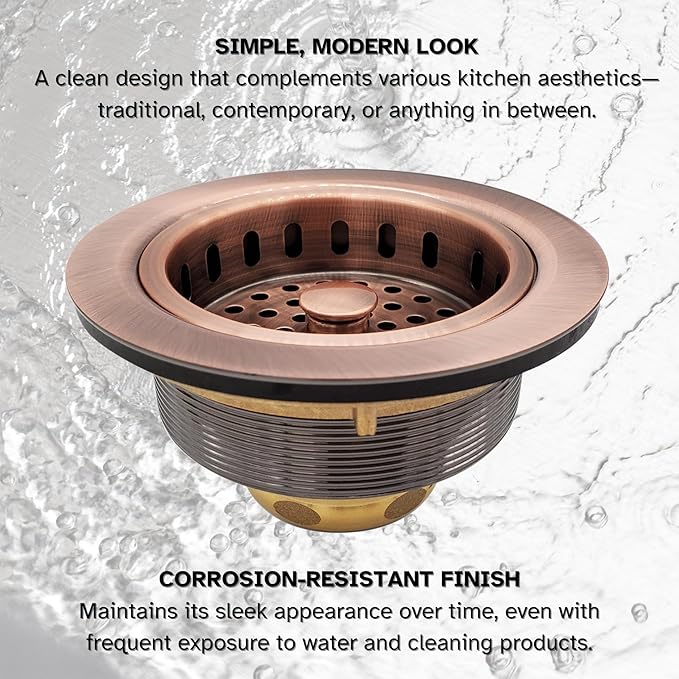 Westbrass D214-50-11 3-1/2" Post Style Large Kitchen Sink Basket Strainer, Antique Copper (50-Pack)