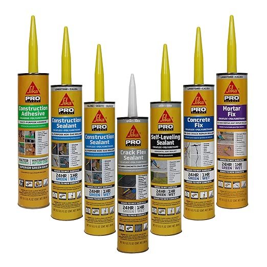 SIKA Sikaflex Construction Sealant, 12-Pack, 10.1 fl oz, Limestone – All-Purpose Polyurethane for Joints 1/2" or Smaller, Strong, Weatherproof, Paintable, Ideal for Masonry, Wood, Metal & Concrete