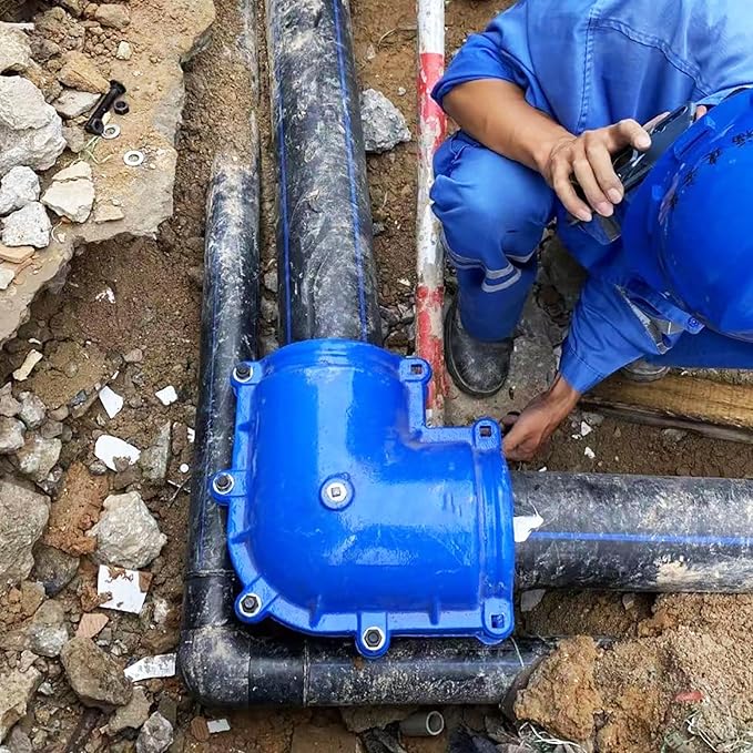 Pipe Elbow Clamp, 1-1/2 Inch (DN40), 90 Degree, Short Radius, PPR/PE/Iron Pipe, Socket Connection, Blue, Iron, 6.28 pounds