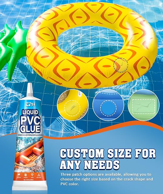 EPN Air Mattress Patch Kit, Waterproof Vinyl Pool Liner Repair Kit for Inflatables, Air Mattress, Swimming Ring, Tent, Bounce House, Inflatable Toys, Hot Tub, PVC Boat, Raft, Kayak (80mlx2)