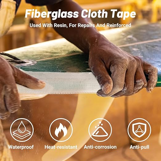Fiberglass Cloth Tape, 6 oz, 4" Wide by 33 yd, 99FT Non Adhesive Woven Fiberglass Fabric Roll for Repair Reinforced, Joint, Seams, Molding, Insulation
