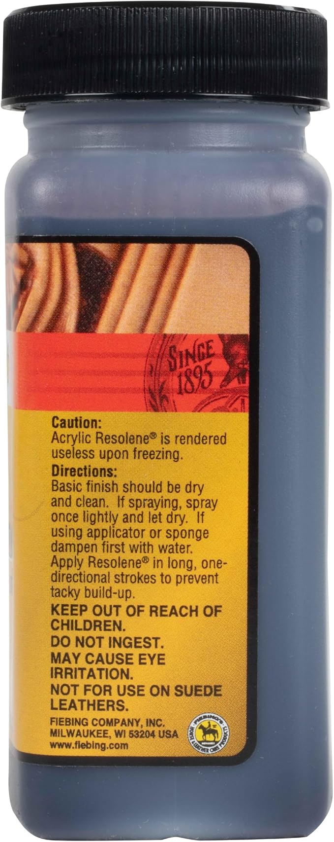 Fiebing's Acrylic Resolene (4 Ounce, Black) - Protective Acrylic Leather Finisher - Flexible, Water Resistant Top Coat for Dyed Boots, Couch, Purse