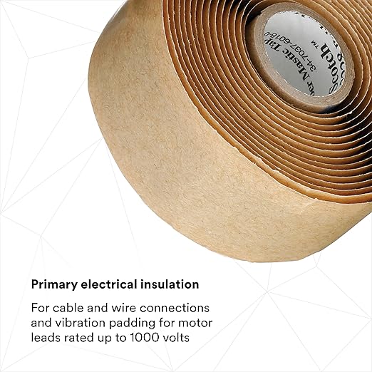 3M Scotch Rubber Mastic Tape 2228, 1 in x 10 ft, Black, Conformable, Self–Fusing, Electrical Insulating, Moisture Sealing, Indoor and Outdoor Applications, 65 mil thick, 1 Roll