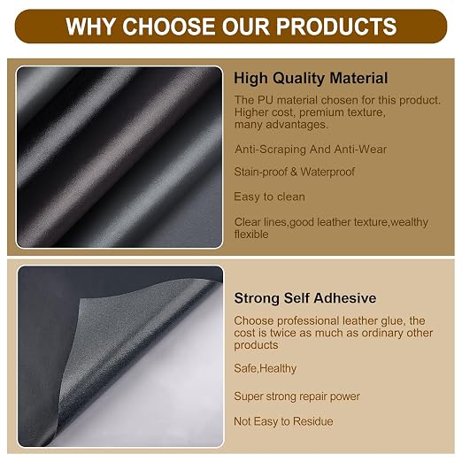 Leather Patches for Furniture,Self Adhesive Leather Repair Patch,Leather Patch Tape kit for Couch,Car Seat,Motorcycle seat,Loveseat