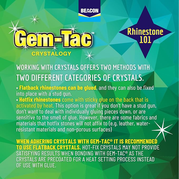 BEACON Gem-Tac Premium Quality Adhesive for Securely Bonding Rhinestones and Gems - Water-Based, UVA Resistant, 1-Ounce