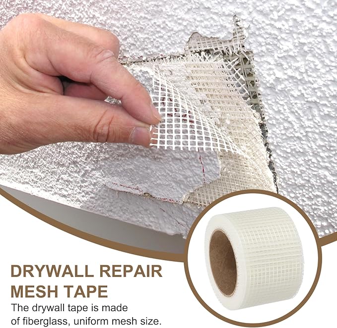 PATIKIL Drywall Repair Mesh Tape, 3 inch x 82 ft Fiberglass Repair Patch Self-Adhesive Dry Wall Joint Tape 6 Mesh Wall Hole Crack and Seam Patch, White
