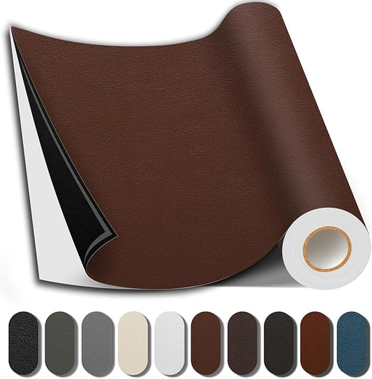 Shagoom Leather Repair Patch, Repair Patch Self Adhesive Waterproof, DIY Large Vinyl Patches for Couches, Furniture, Kitchen Cabinets, Wall （Brown, 3.5X79 Inch）