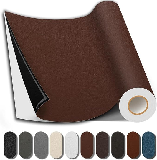 Shagoom Leather Repair Patch, Repair Patch Self Adhesive Waterproof, DIY Large Vinyl Patches for Couches, Furniture, Kitchen Cabinets, Wall （Brown, 3.5X79 Inch）