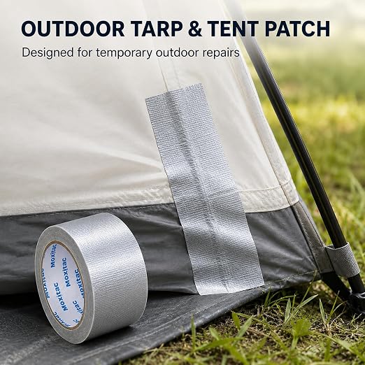 Silver Duct Tape Heavy Duty, 2 Rolls, 2 Inch x 30 Yds Each, PE Coated Cloth Tape, Easy Tear by Hand, Water-Resistant Surface for Repairs, Packaging, Bundling, Garage and Workshop