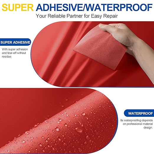 Fabric Repair Tape, Self Adhesive Nylon Repair Patch, Waterproof Outdoor Nylon Tape/Patch Kit for Down Jacket Clothing Tent Awnings Boat Cover Couches Red 4x70 inch
