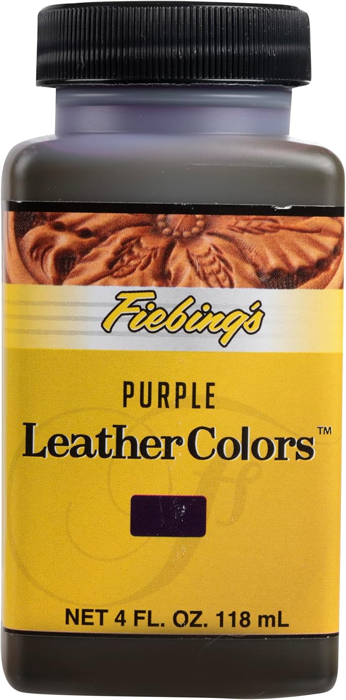 Fiebing's LeatherColors (4 Fl Oz, Purple) - Leather Dye for Natural Leather - Water-Based, Non-Flammable Formula - Permanent & Penetrating Color for Shoes, Boots, Furniture - Safe for Institution Use