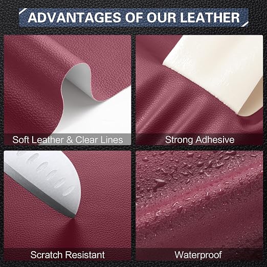 Leather Repair Kit for Furniture 4"x 63" Leather Tape Repair Patch Self Adhesive Sofa Vinyl Repair Patch Kit for Car Seat,Couch,Boat Seat,Chair - Burgundy