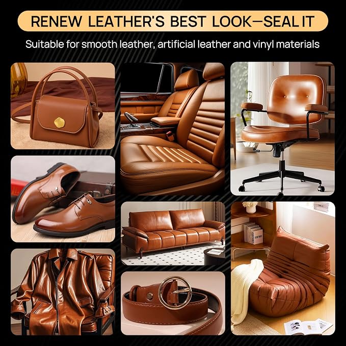 Leather Sealer Scratch-Resistant Leather Finisher, 5fl oz Leather Sealant & Protector Finisher for Dye, Paint，Durable Flexible Urethane Clear Coat for Leather Furniture, Shoes, Bags, Jackets