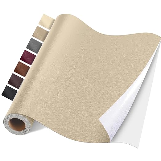 Self Adhesive Leather Repair Patch Kit, 31.4 in x 16 in Large Vinyl Leather Repair Tape for Furniture, Car Seat, Couch, Sofa, Chair Beige