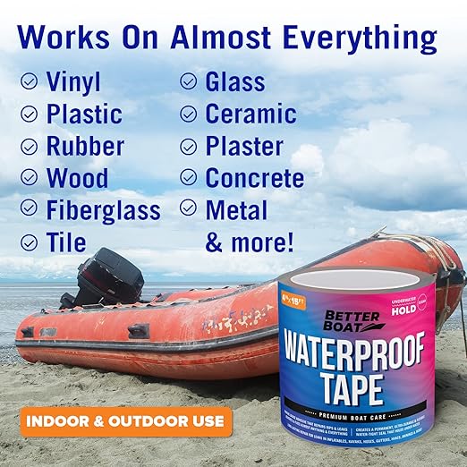 Better Boat Clear Waterproof Tape for Leaks Heavy Duty Marine Grade Seal Tape, 15 ft x 4 in, Invisible Repair, Pools, Shower, Windows
